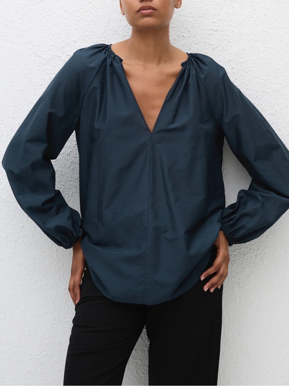 Matteau Voluminous Blouse Cotton Silk Midnight Blue US 2 - Picture 6 of 12